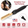 Electric Heating Hair Comb PTC Ceramic Hair Straightener Curler Brush Hair Straight Styler Wet Dry Use w/ 3 Temperature Adjustment