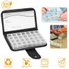 Weekly Pill Organizer AM PM Daily Medicine Pill Planner BPA Free Pill Box Vitamins Medication Supplements Holder with PU Leather Case