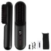 Cordless Negative Ion Hair Straightener Brush Rechargeable Mini Styling Comb with 12 Heating Levels Anti-scald 30S Preheating 30Mins Auto Sleep LCD Di