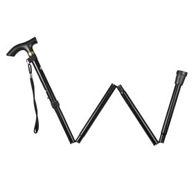 Walking Cane Aluminum Alloy Walking Stick Adjustable Folding Travel Hiking Stick Anti-Slip (Option: AdjustableWalkingStickBlack)