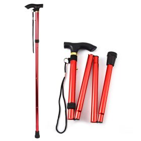 Walking Cane Aluminum Alloy Walking Stick Adjustable Folding Travel Hiking Stick Anti-Slip (Option: AdjustableWalkingStickRed)