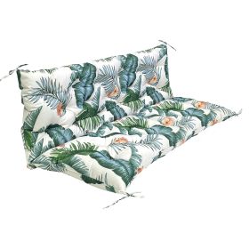 2-3 Seater Swing Cushion Waterproof Outdoor Swing Cushions Replacement Swing Bench Pads Chair Mat with Backrest 8 Tie Straps 59x43.3x3.9in for Patio F (Option: SwingCushionGreenLeaf)