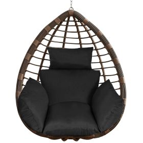 Egg Chair Cushion Hanging Basket Seat Cushion Thicken Soft Egg Swing Chair Pad Hanging Egg Chair Cushion with Headrest (Option: EggChairPadBlack)