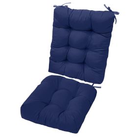 2Pcs Rocking Chair Cushion Upper And Lower Back And Seat Sets with Non-Slip Ties Polyester Fiber Filling Comfortable for Indoor Home Office Car (Option: ChairCushionNavyBlue)