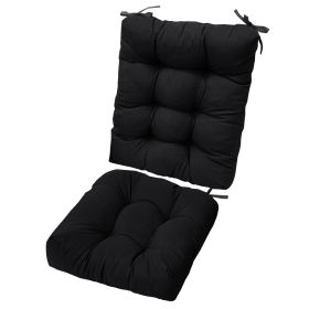 2Pcs Rocking Chair Cushion Upper And Lower Back And Seat Sets with Non-Slip Ties Polyester Fiber Filling Comfortable for Indoor Home Office Car (Option: ChairCushionBlack)