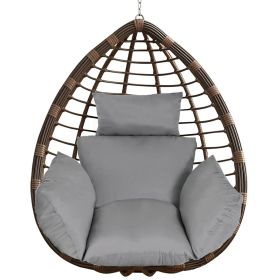 Egg Chair Cushion Hanging Basket Seat Cushion Thicken Soft Egg Swing Chair Pad Hanging Egg Chair Cushion with Headrest (Option: EggChairPadGrey)