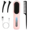 Cordless Hair Straightener Brush Rechargeable Mini Styling Comb with 4 Heating Levels Blue Light Sterilization Single press Stray Hair Removal 20Mins