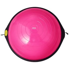 VEVOR Half Exercise Ball Trainer, 26 inch Balance Ball Trainer, 1500lbs Capacity Stability Ball, Yoga Ball with Resistance Bands & Foot Pump (Color: Pink, Top Non-Slip Texture: Wavy Pattern)