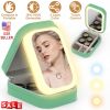 Portable Travel Makeup Bag With LED Mirror Rechargeable Beauty Mirror With 3 Color Light Dimmable Brightness Waterproof Cosmetic Bag With 4 Compartmen